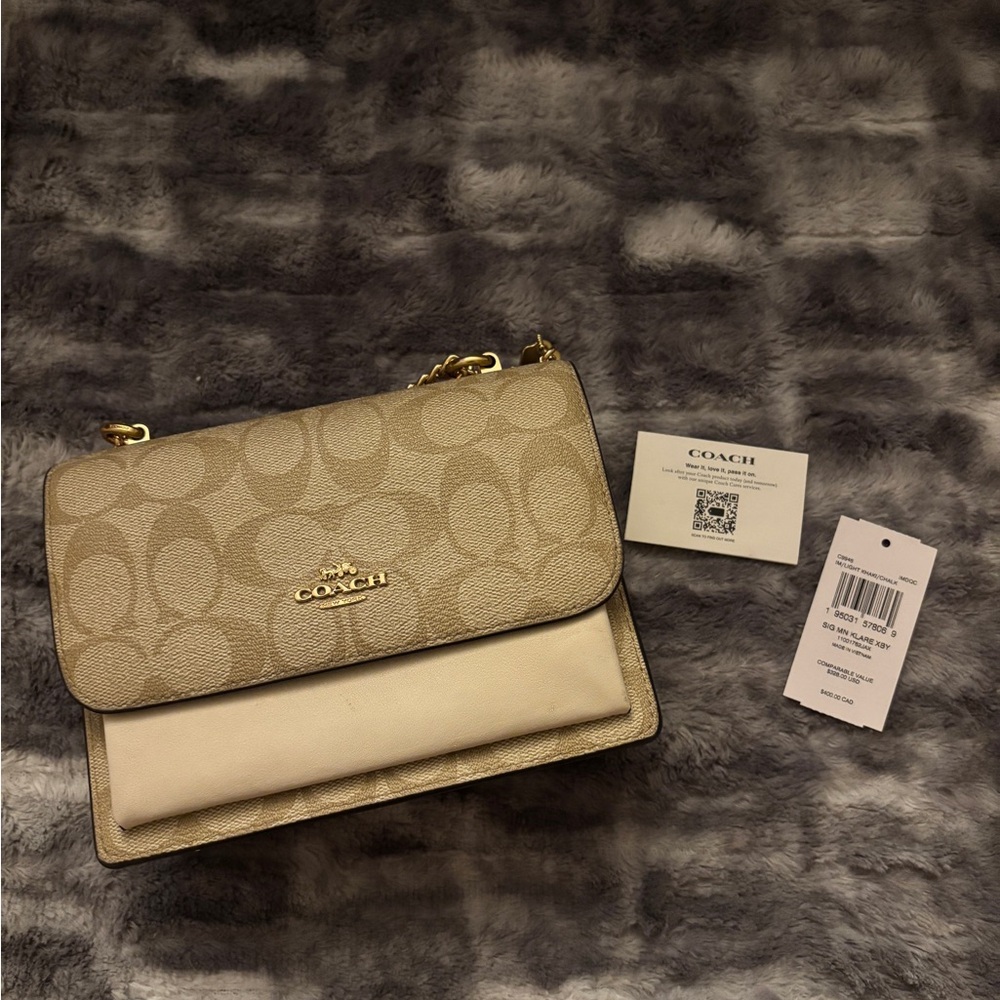 Coach Cream/Tan Signature Crossbody Bag